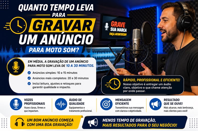 Estúdio de gravação de áudio para propaganda volante e locução profissional de spot para Moto Som